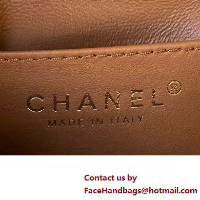 Chanel Mini Flap Bag in Lambskin  &  Ash-Wood AS4165 tan 2023